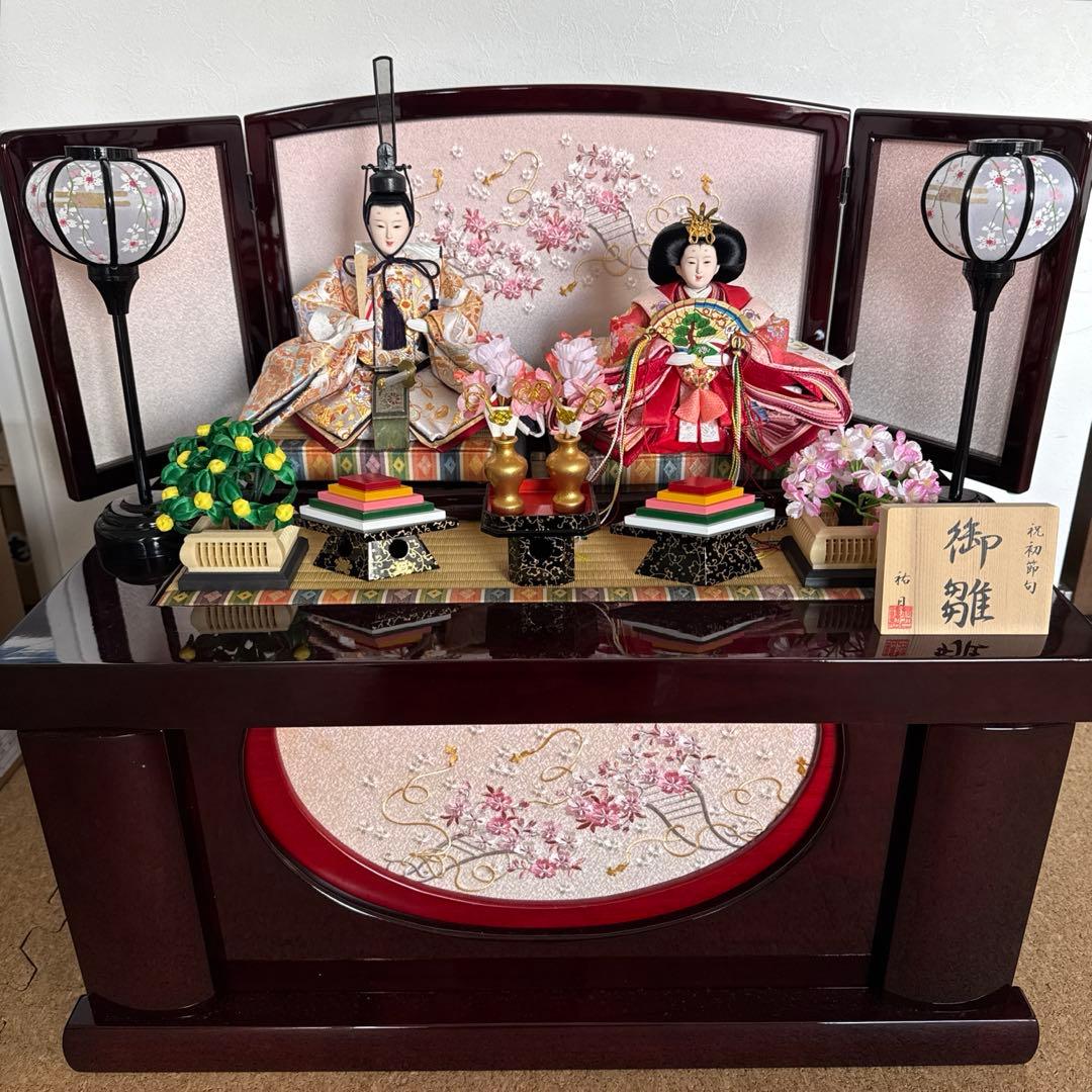 祐月　雛人形　初節句　収納飾り箱付きタイプ