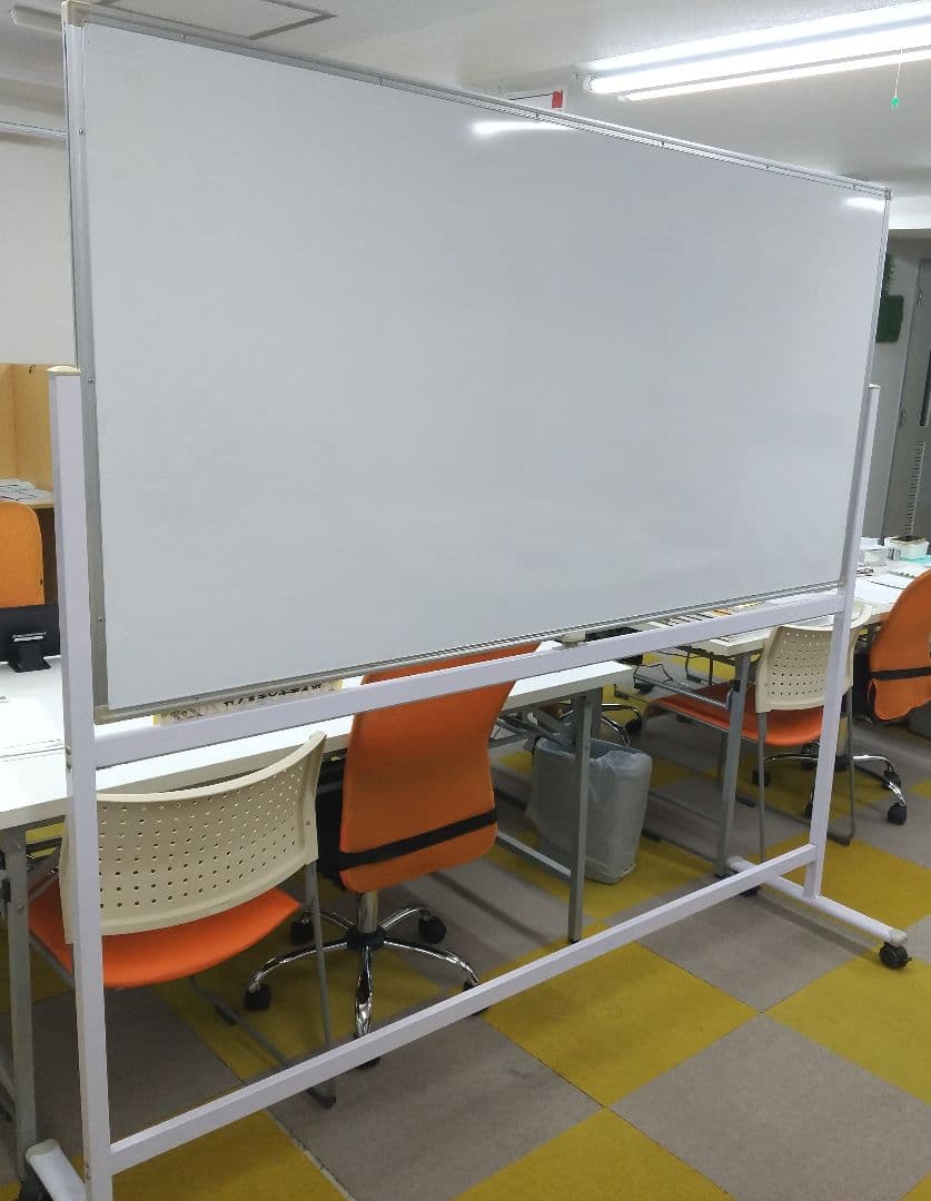 ホワイトボード脚付き 1800×900 両面 マグネット対応マーカー付 ※引取可