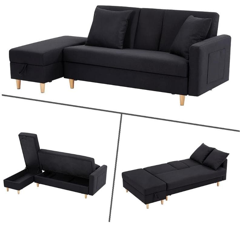 ソファ　ソファーベッド　多機能ソファ　3人掛け　オットマン付き 肘掛け付き