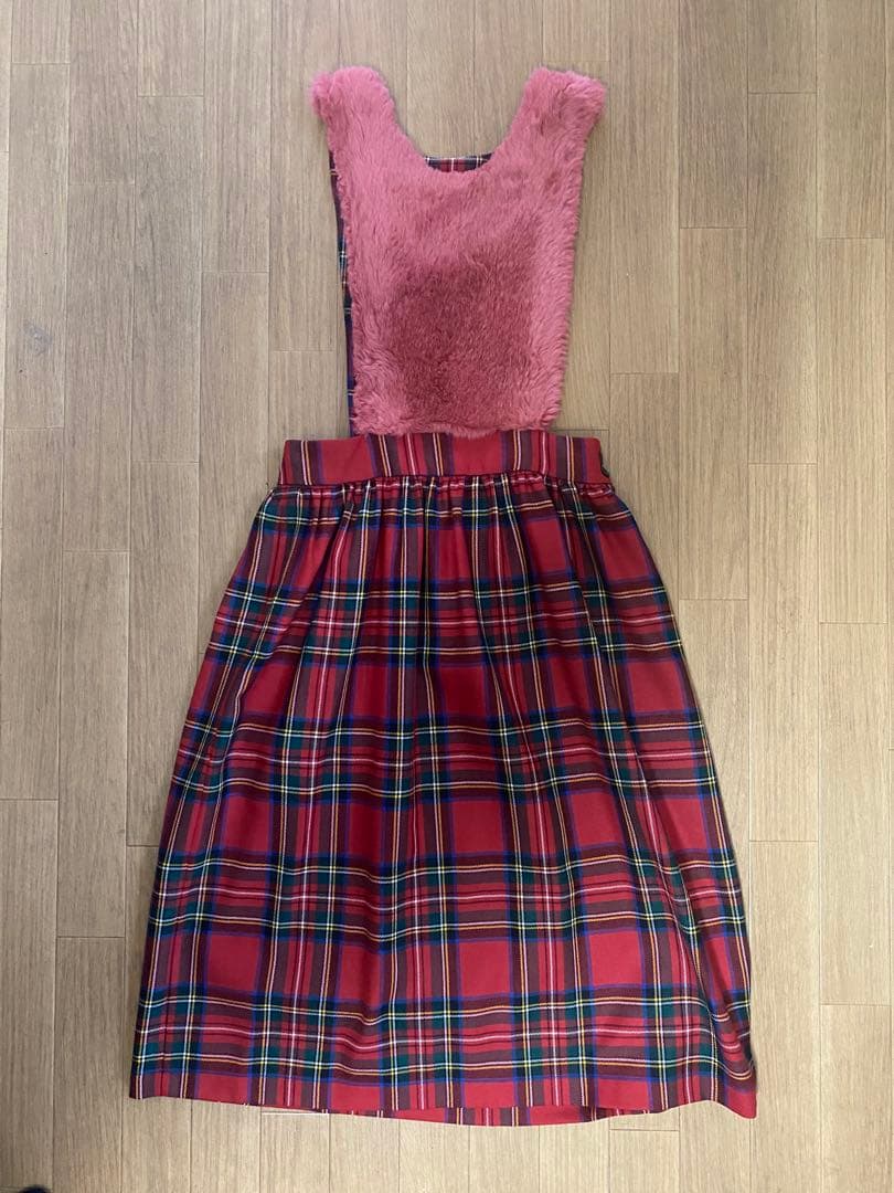 COMME des GARCONS GIRL 赤タータンチェックワンピ S