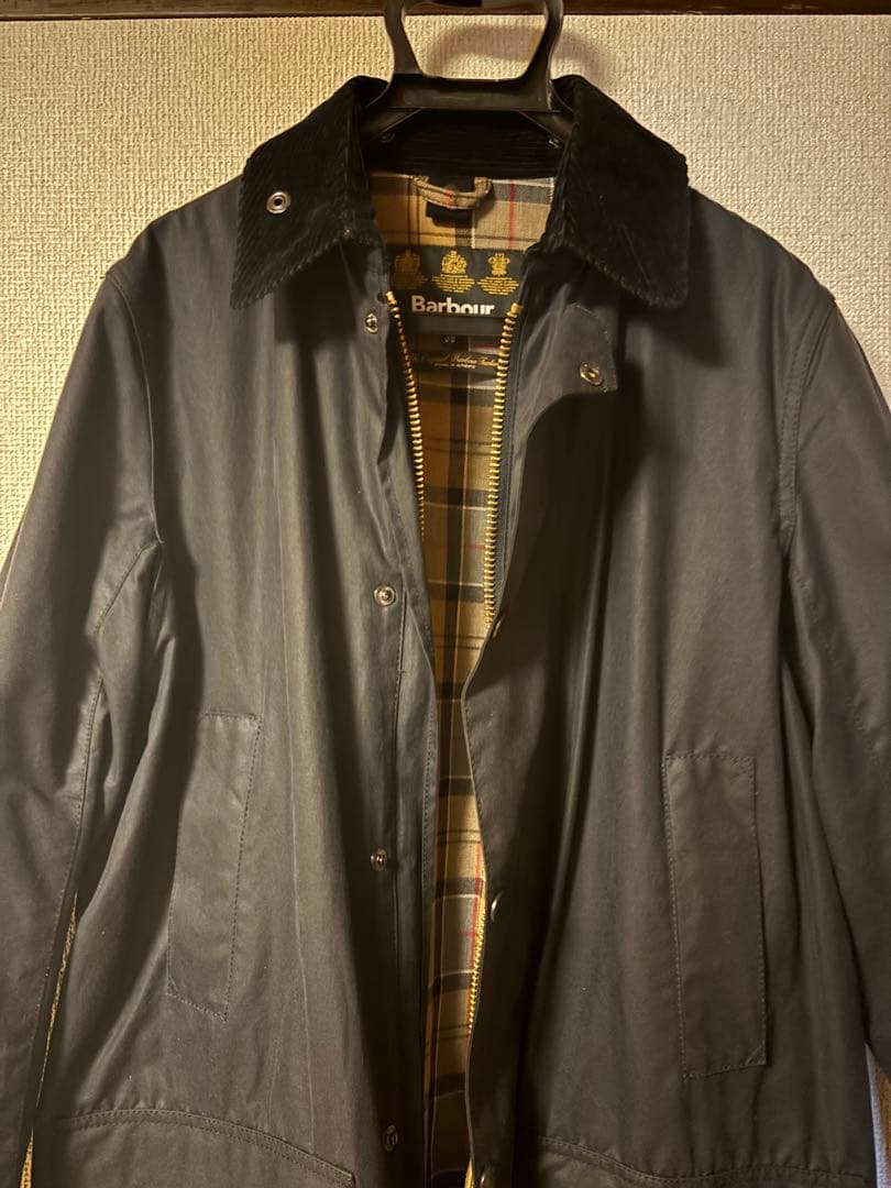 美品 Barbour border SL サイズ36 ダークネイビー