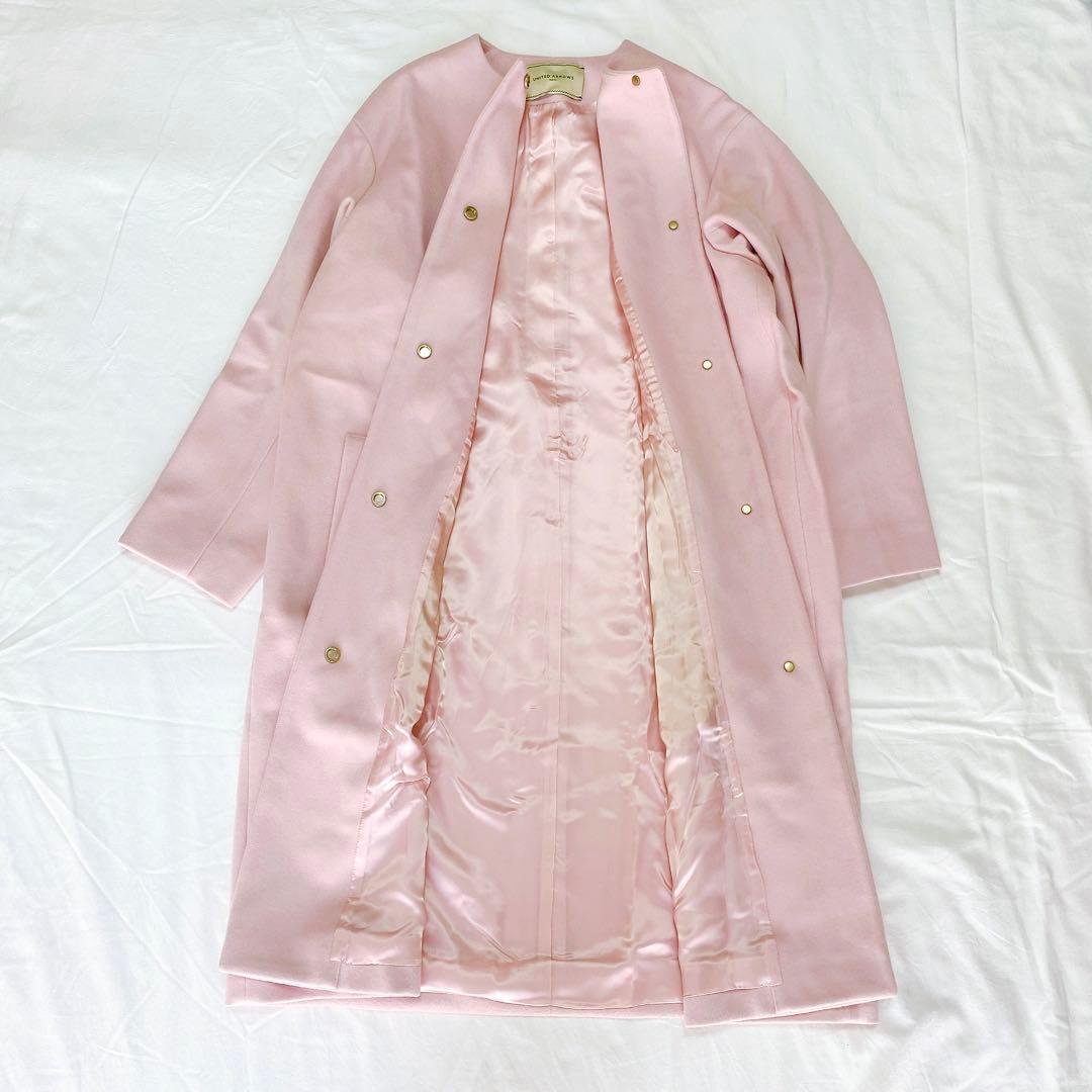 【極美品】UNITED ARROWS◇サイズ38◇ノーカラー コート◇ウール