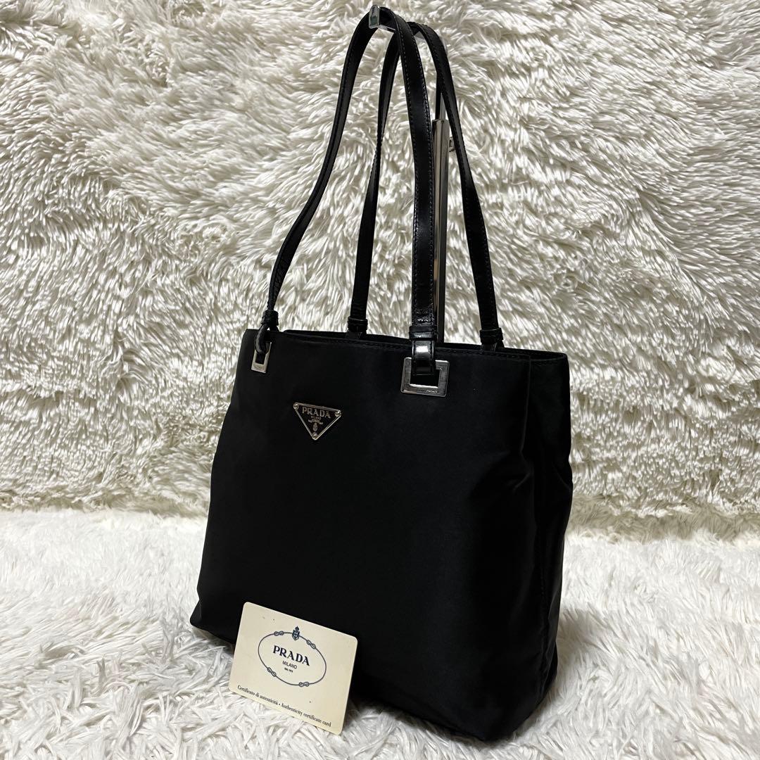 【超極美品】PRADA プラダ　トートバッグ　ナイロン　レザー　ブラック　肩掛け