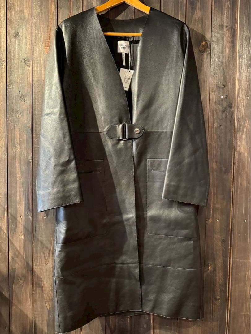 お値下げしました！HERMES エルメス ラムレザー コート 36 ロングコート