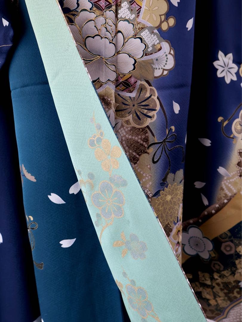 振袖セット 濃紺にゴールド 美品