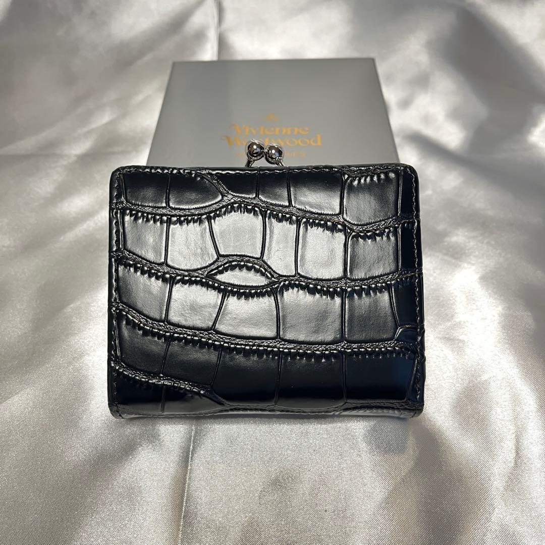 新品 Vivienne Westwood ブラック クロコダイル柄 二つ折り財布