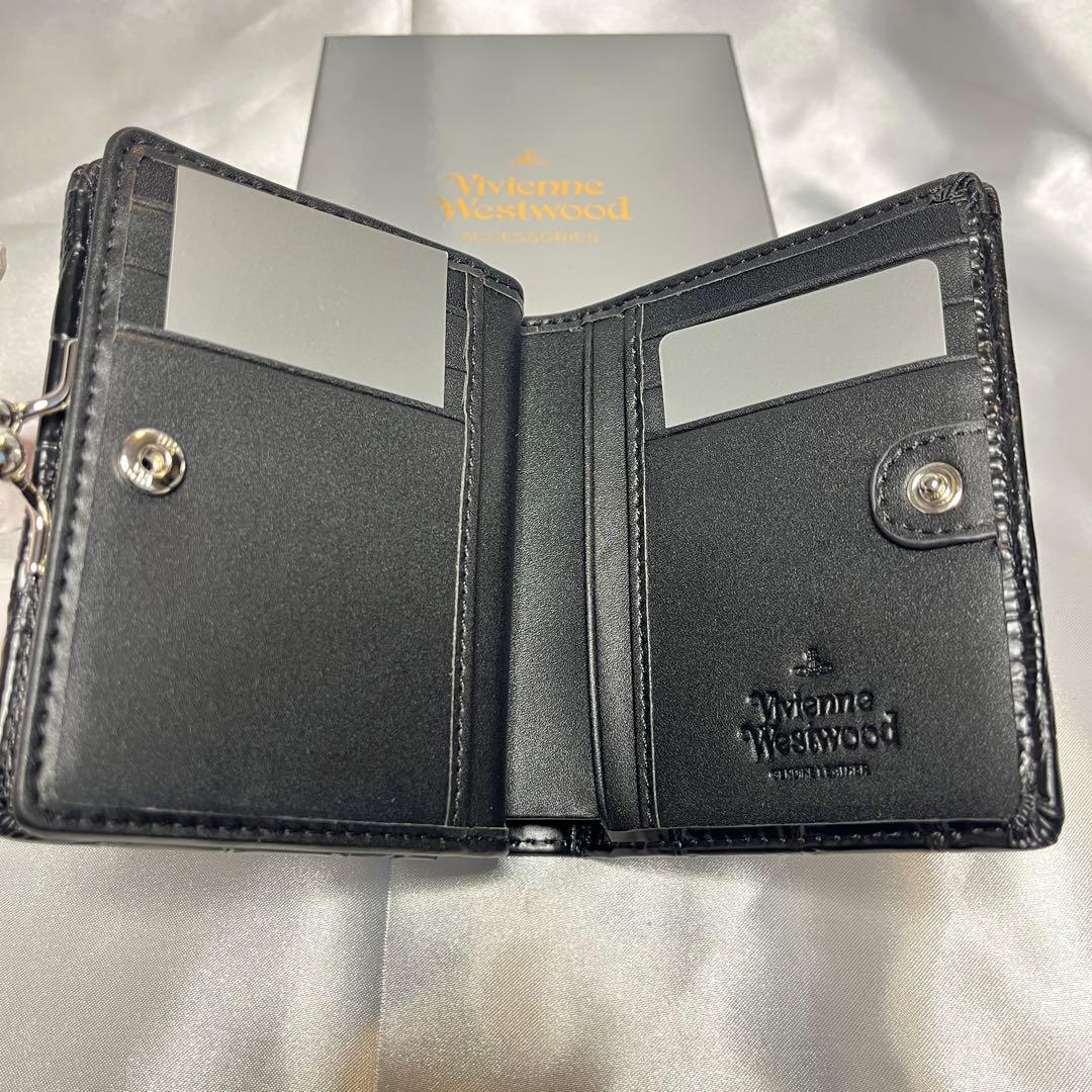 新品 Vivienne Westwood ブラック クロコダイル柄 二つ折り財布