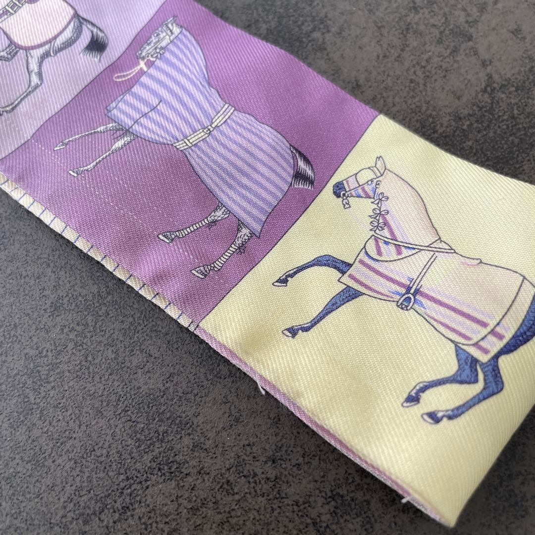 エルメスHERMÈS 銀座正規店購入　馬柄スカーフ ロゴあり　ツイリー