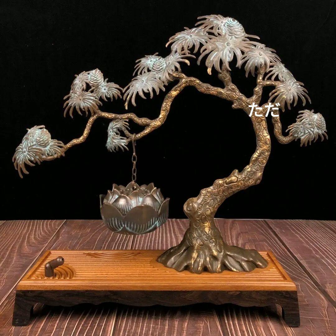 銅製 大樹蓮華弔炉 室内檀香炉 机 書斎薫香炉 香道具 工芸品 置物