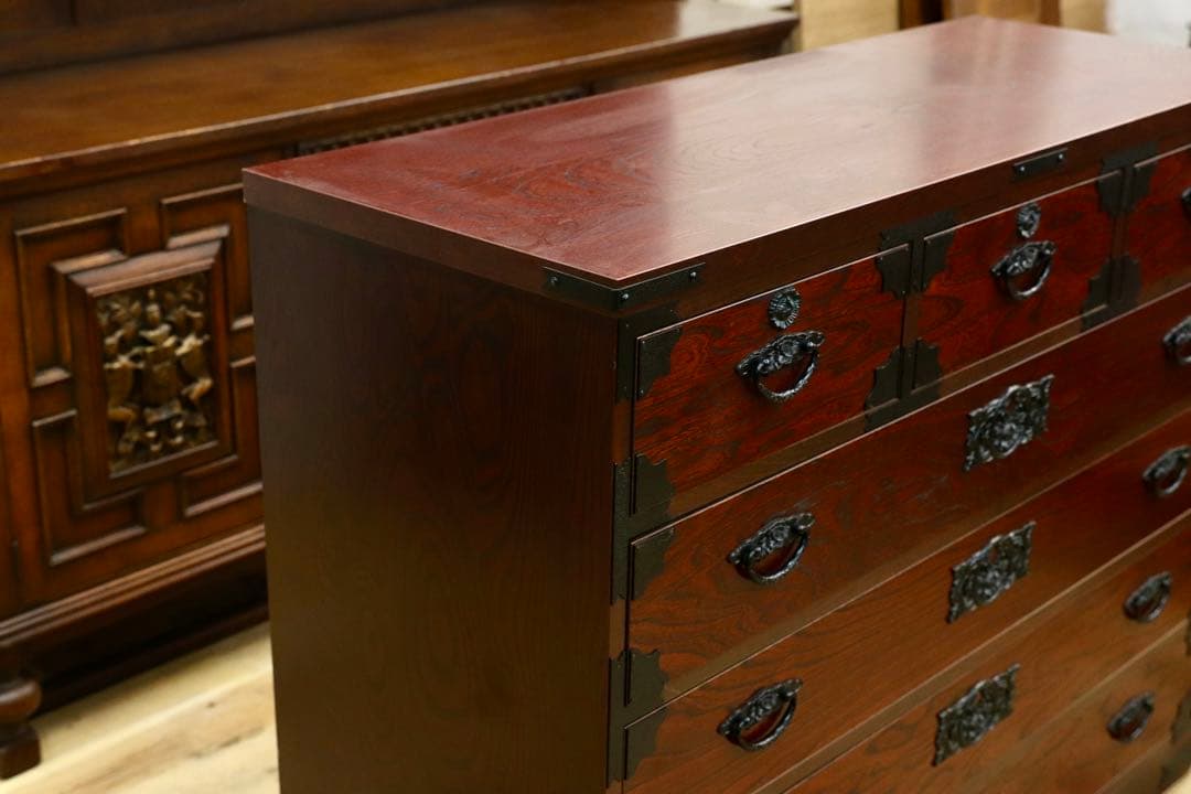 GMIK441A○時代箪笥 整理箪笥 引出し収納家具 和家具 昭和レトロ 和