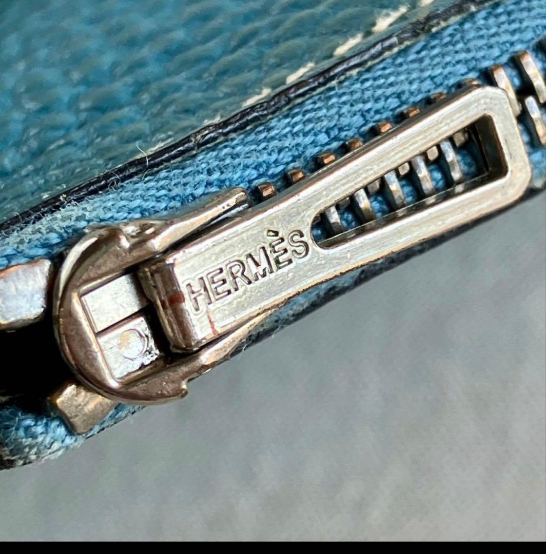 小物 Vintage Hermes Dogon Coin Purse Sky Blue