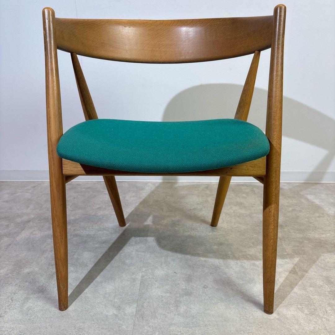 柏木工　ナチュラル　ターコイズブルー　アームチェア　ロビーチェア