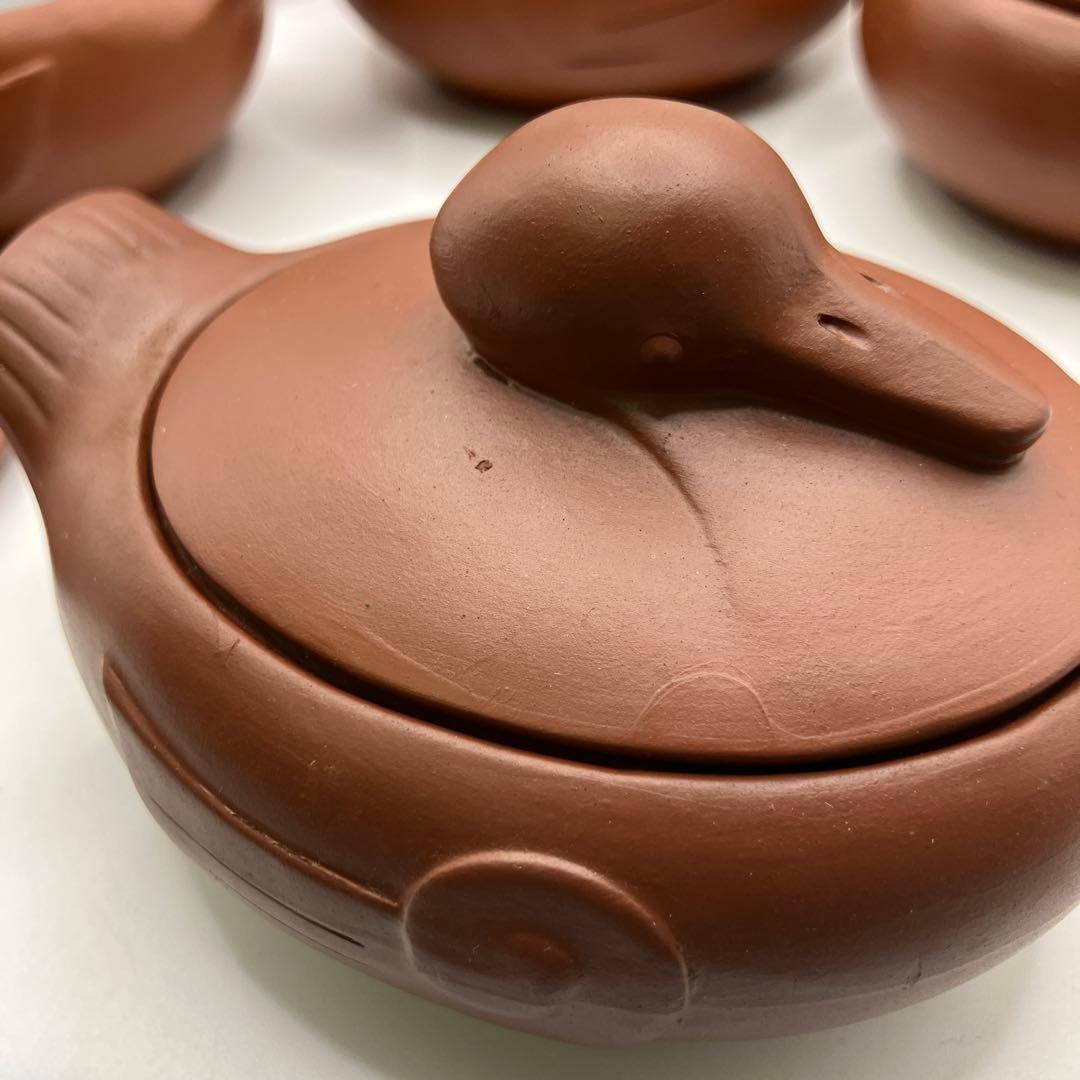 鴨　耐熱土器　朱泥　茶碗蒸し　蓋付小鉢　業務用　小鉢　六客
