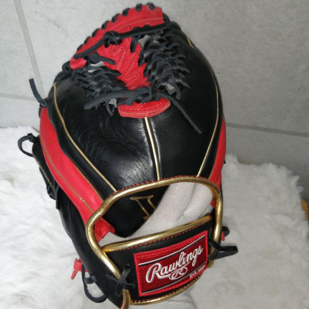 Rawlings 軟式グローブ 両投げ用 黒 赤 ゴールドライン