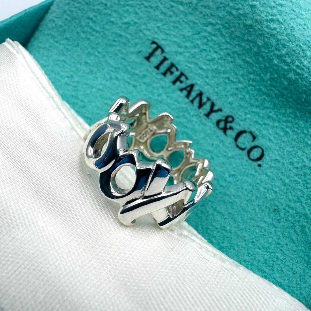 【TIFFANY&Co】鏡面仕上げ　ラブ＆キス　リング　　9号　T&Co