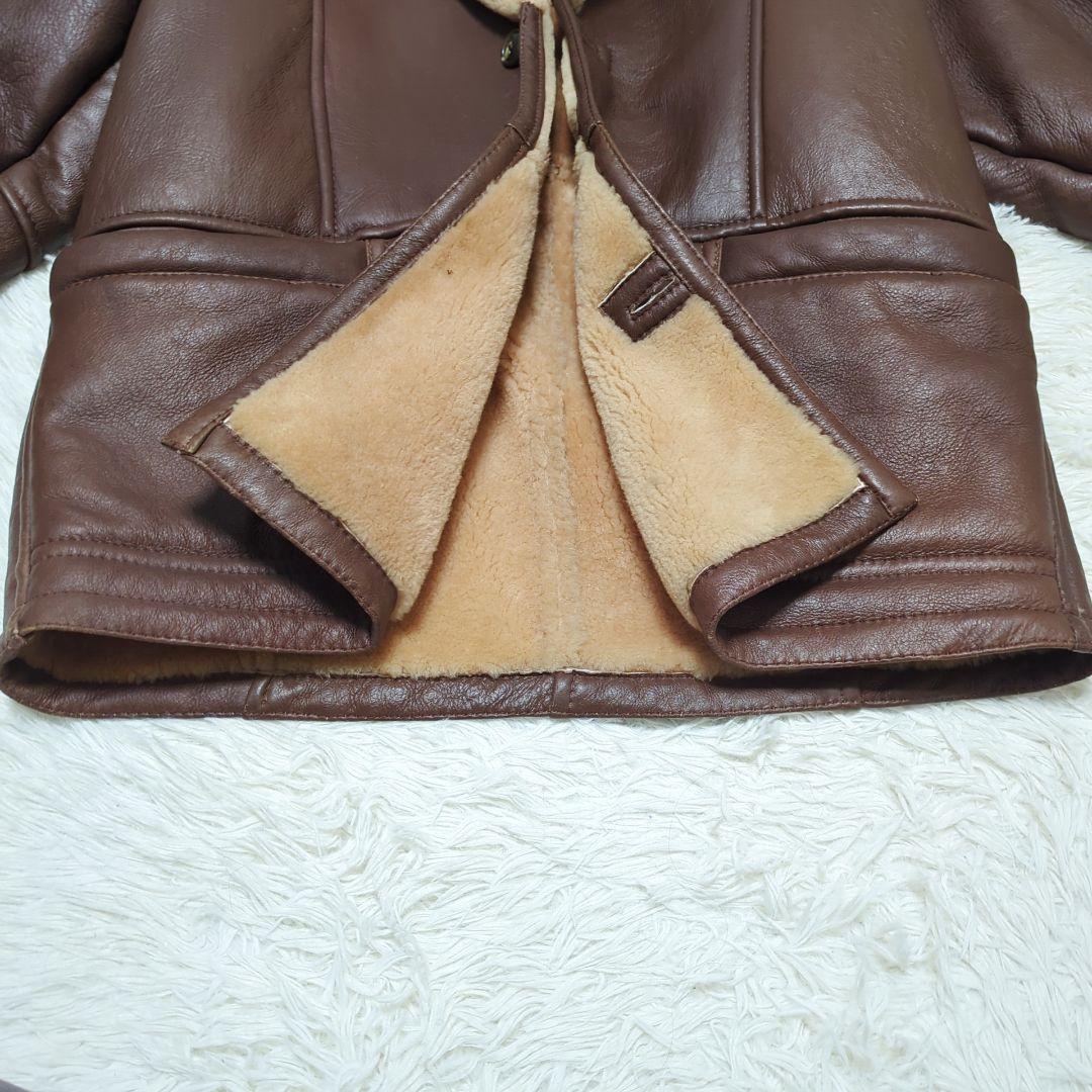 美品✨リアルムートンコート メンズ Lサイズ 羊革 本革 ブラウン ボア