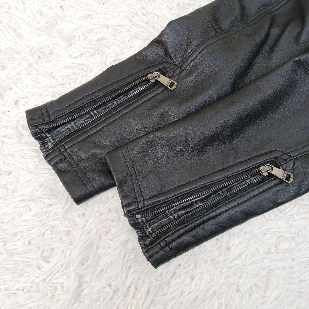 ✨極美品✨バーバリーブラックレーベル　ラムレザー　ライダース　ブラック　M