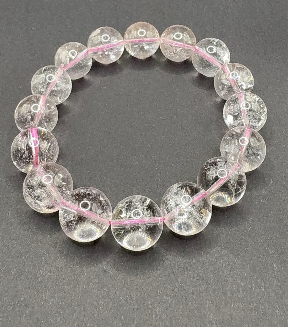 天然石 ピンクサゲニティッククォーツ ブレスレット （内周・16-17cm） ①