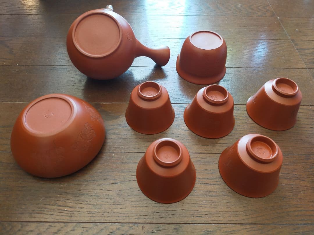 常滑焼　吉川秀樹　朱泥　茶器セット