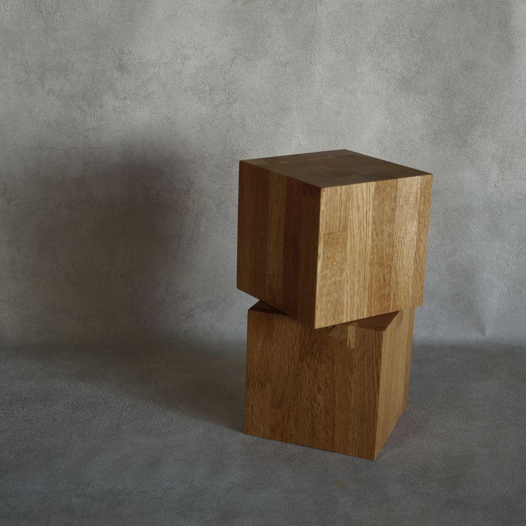 〈専用〉ナラ材の立方体2個セット　展示台　ディスプレイ