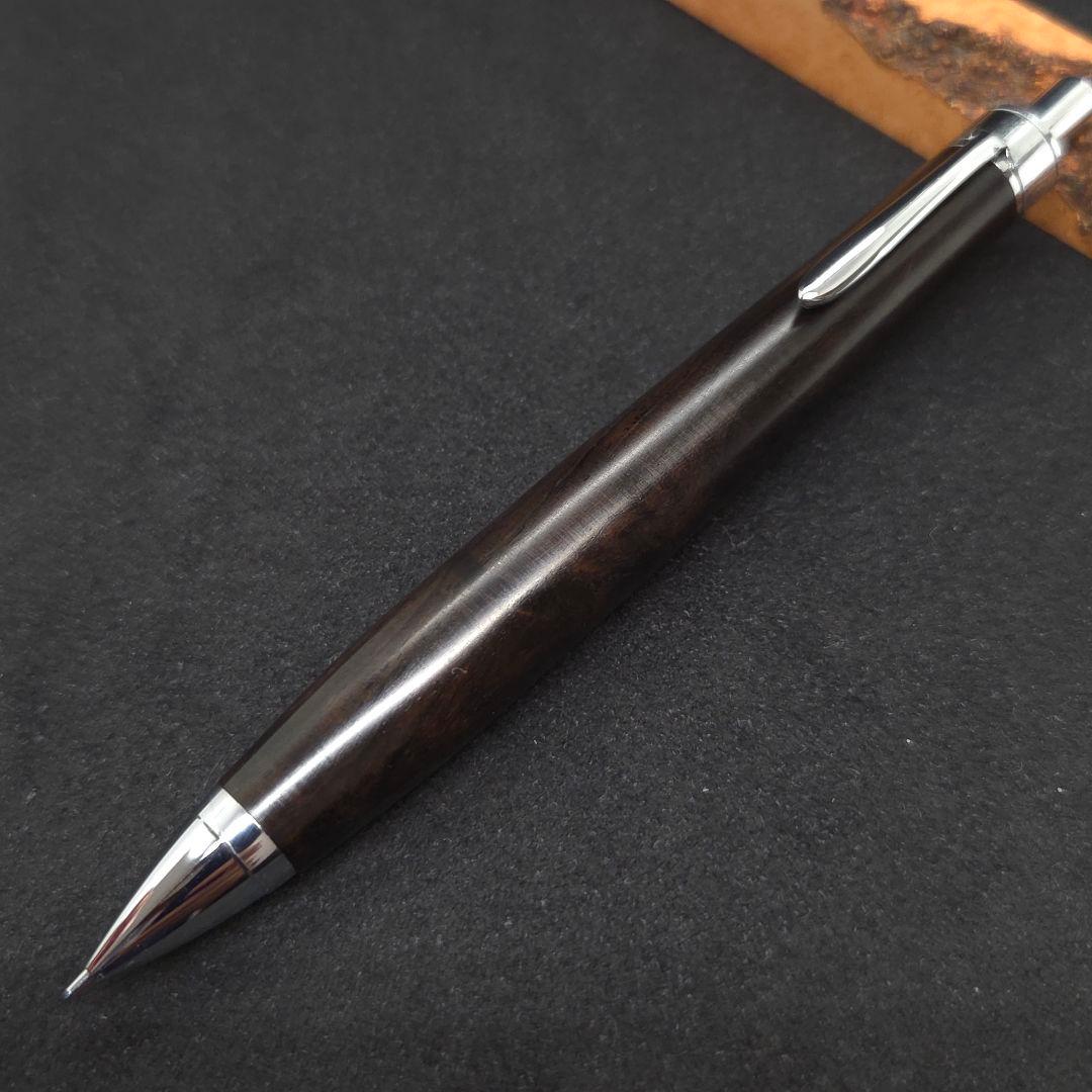 No.37ハンドメイド木軸シャーペンアフリカンブラックウッド杢