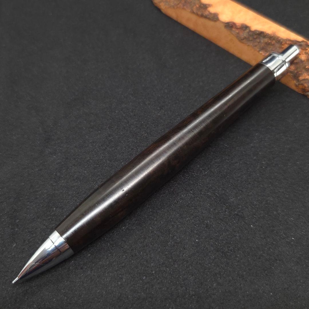 No.37ハンドメイド木軸シャーペンアフリカンブラックウッド杢