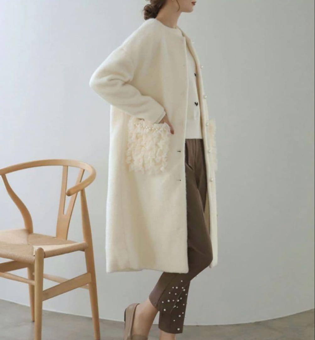 【新品未使用品】meraki チュールポケットロングコート フリルポケット