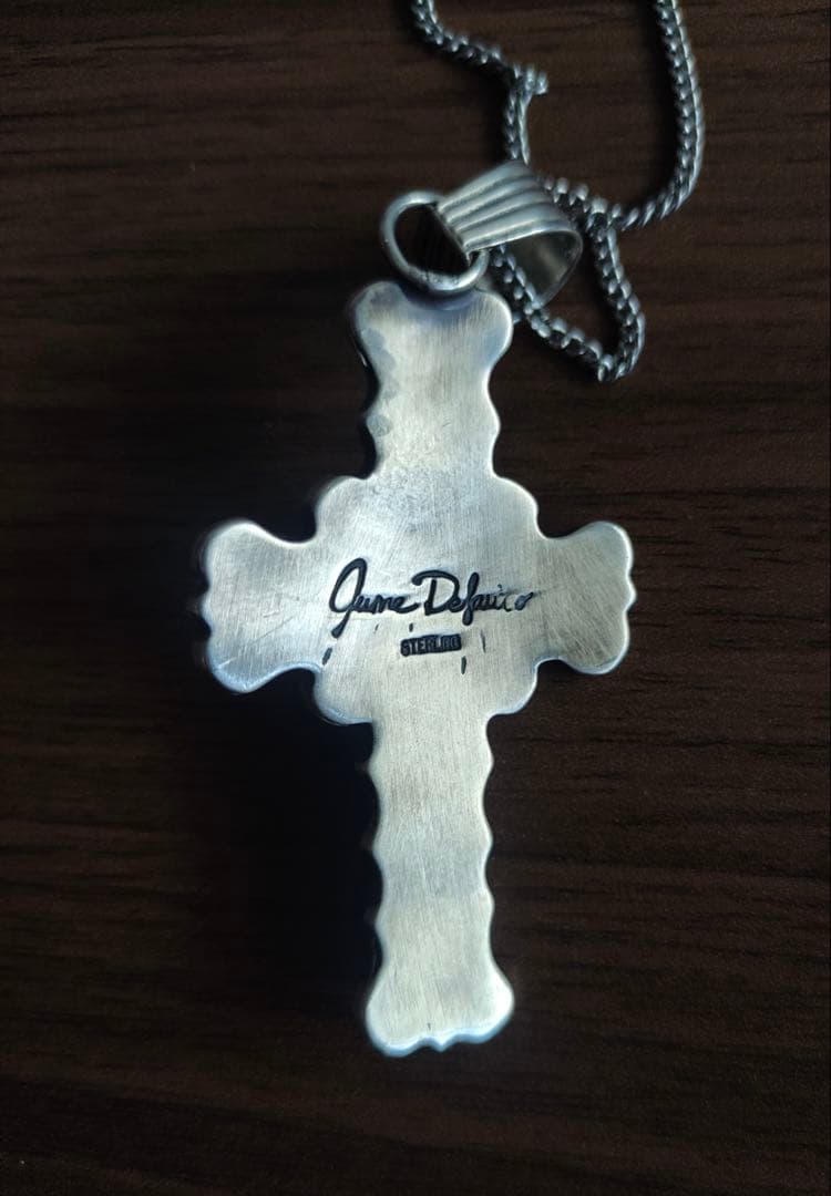 ナバホ族クロスペンダント（シルバー、ターコイズ付き）