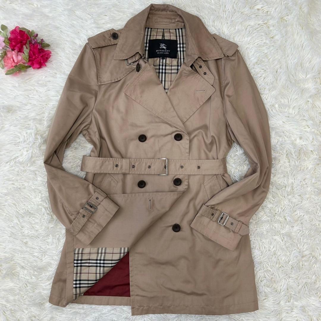 【美品/L】バーバリーブラックレーベル トレンチコート ノバチェック ベージュ