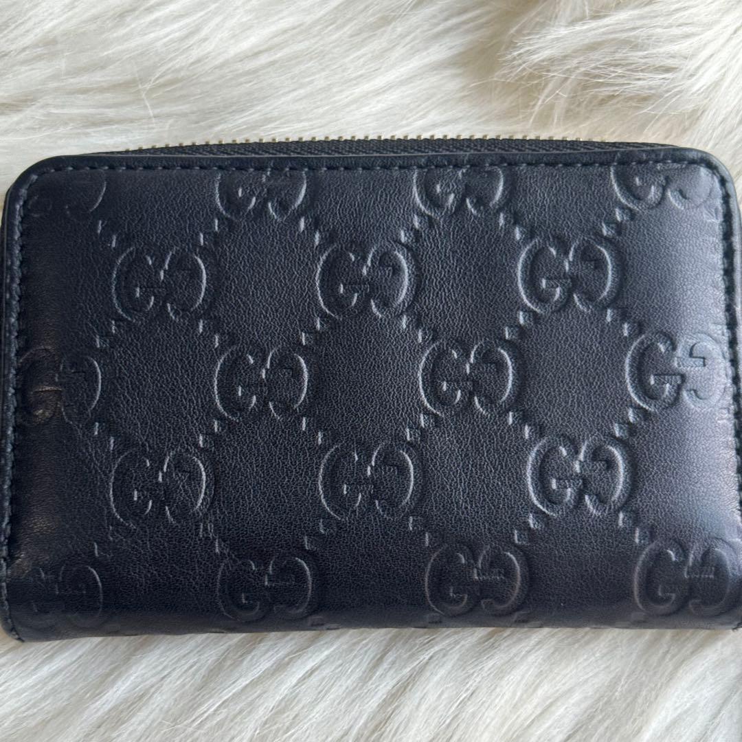 グッチ シマ ケース レザー ブラック コンパクトウォレット