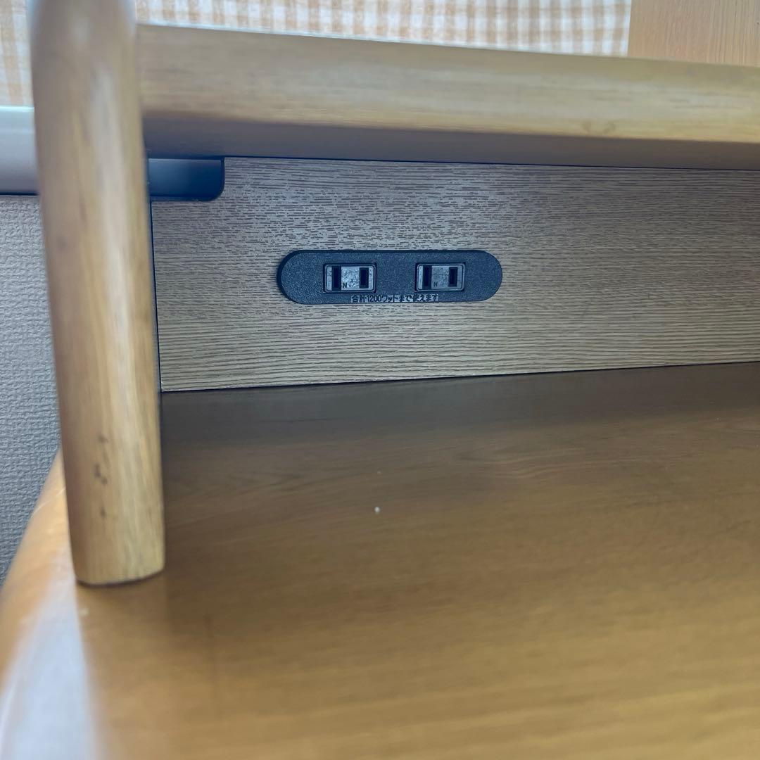 【引き取り限定】浜本工芸　木製学習机 上部棚、袖机、椅子付き