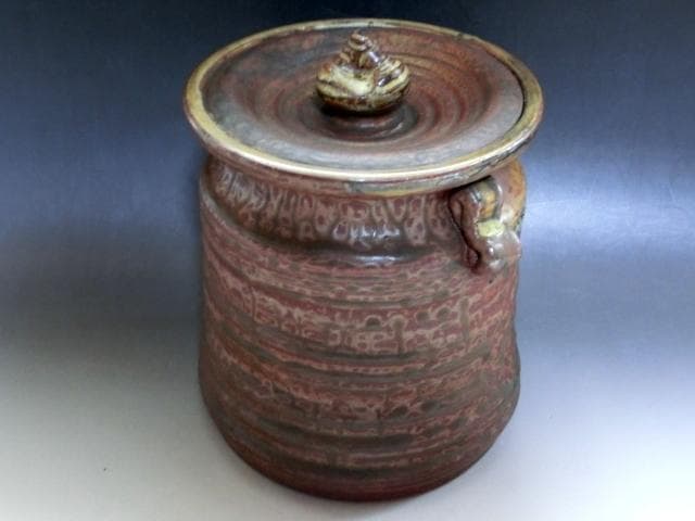 水指■古い高取焼 水さし 耳付き 箆目 お茶道具 古美術 時代物 骨董品■