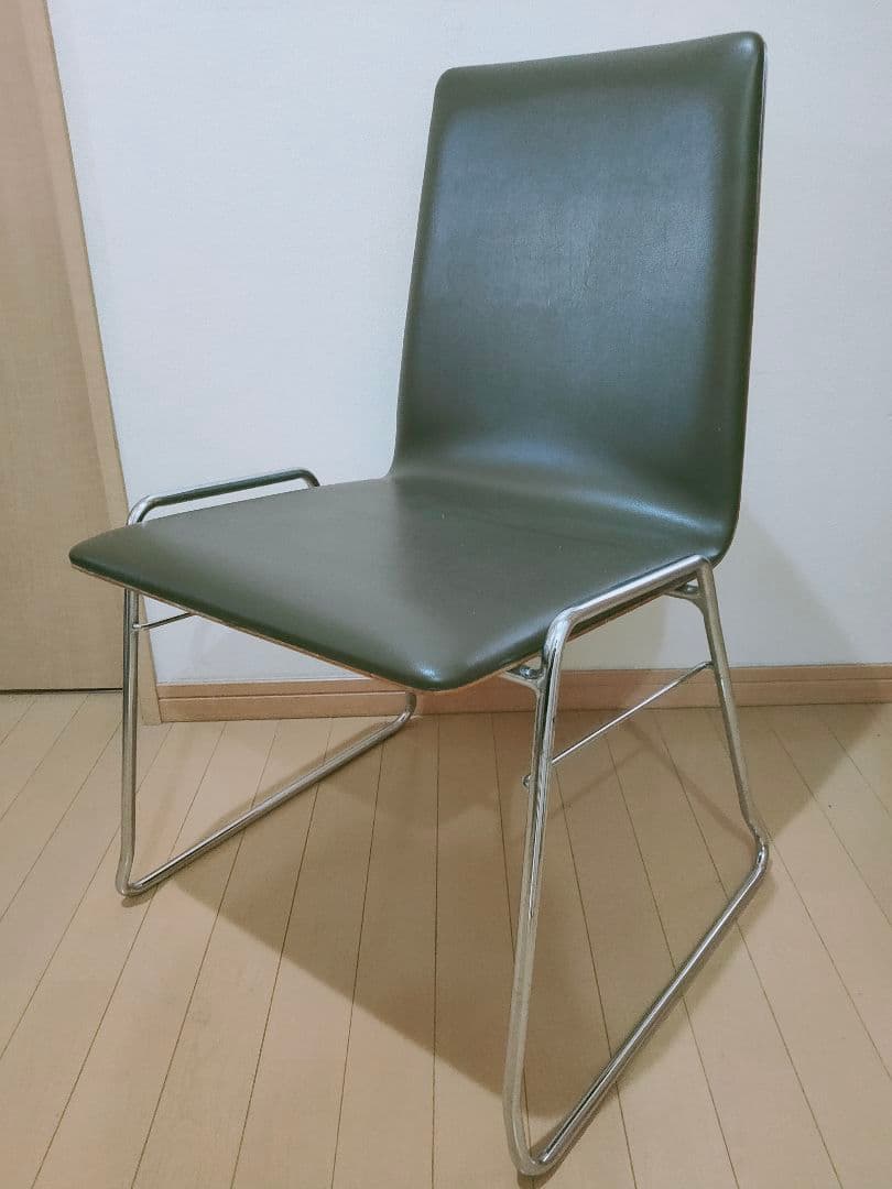 ♪③天童木工 Tendo チークプライウッド PVCレザースチールレッグ　茶色