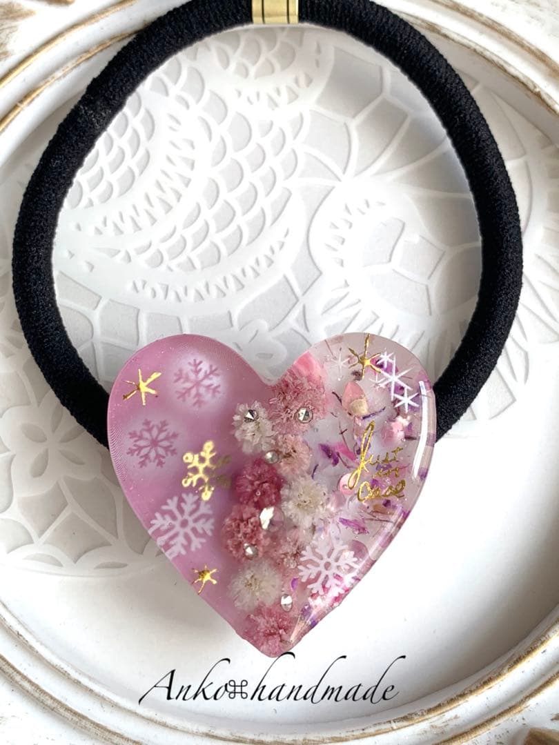 【ヘアゴム】レジン　ハート