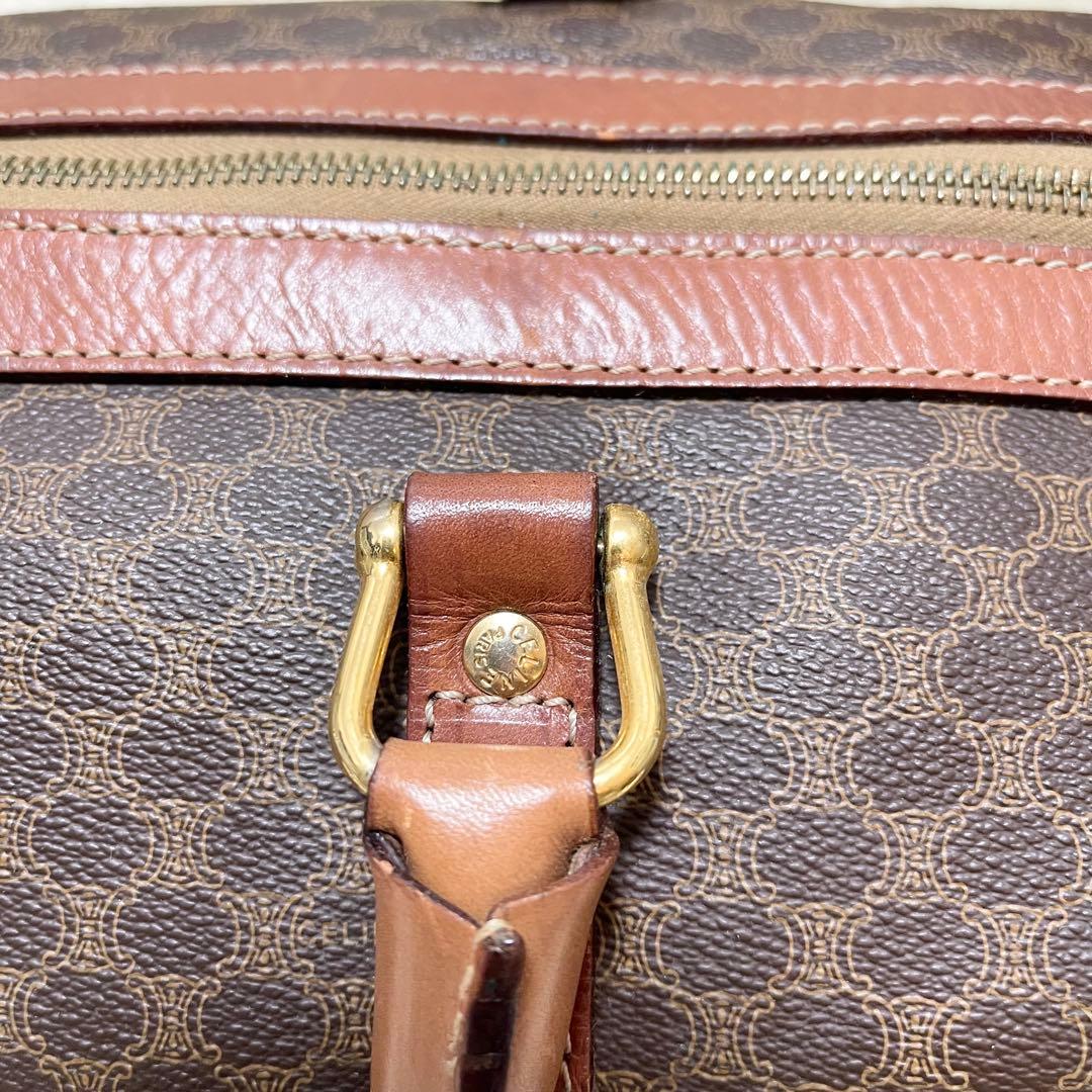 【特大容量】セリーヌ　ボストンバッグ　マカダム　レザー　PVC ゴールド金具