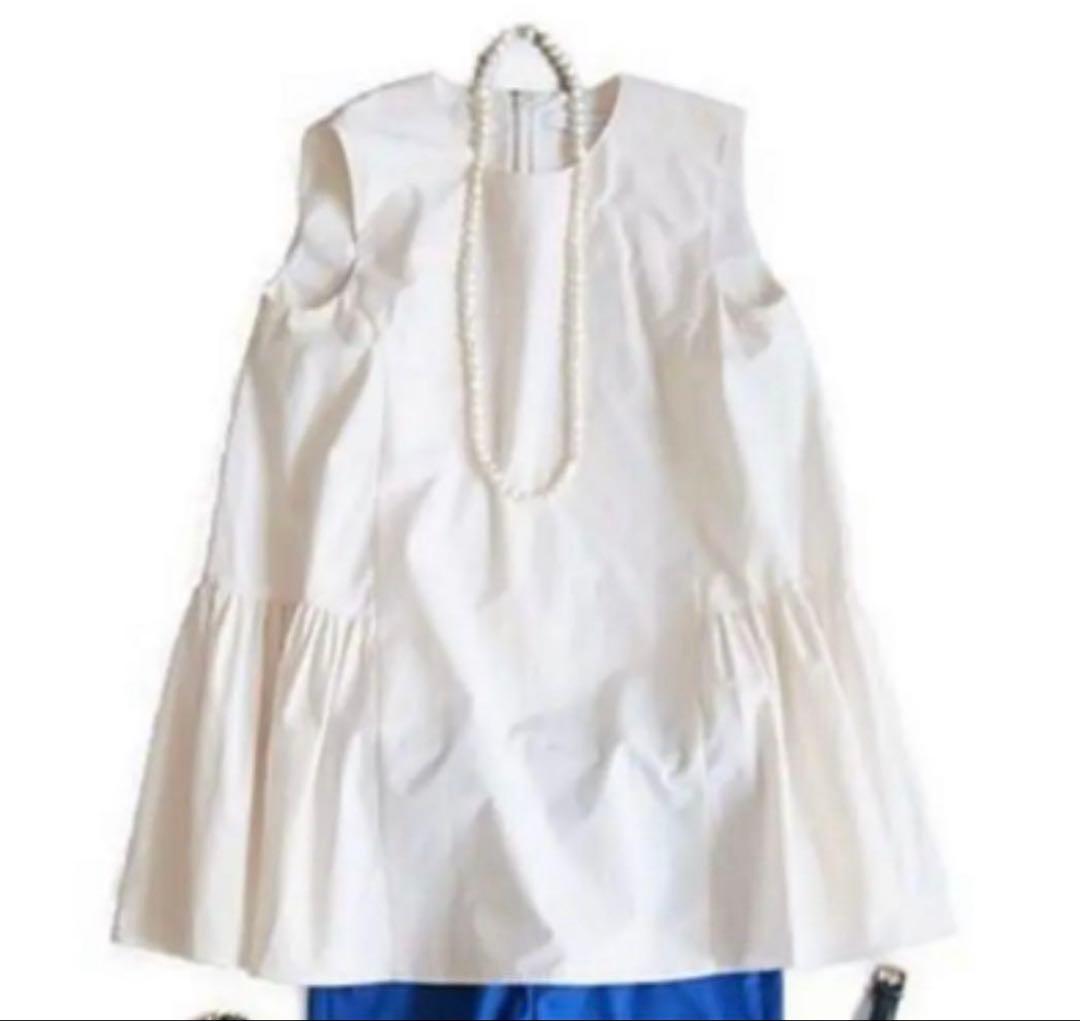 エストネーション　タフタテントラインチュニックブラウス　ホワイト　yori