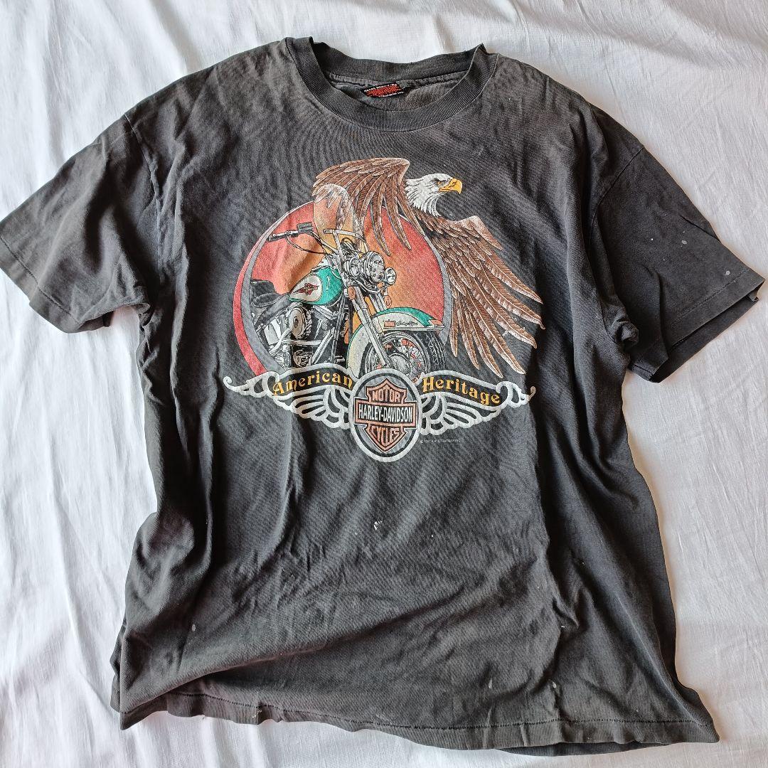 ハーレーダビッドソン　 アメリカン製古着　両面プリント　フェード