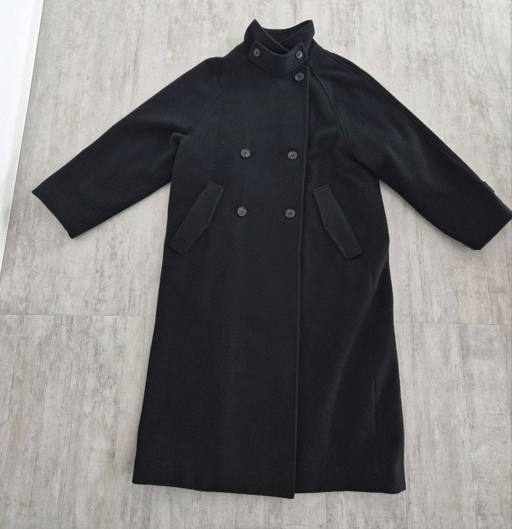 Ray BEAMS スタンドカラー ダブルコート ブラック