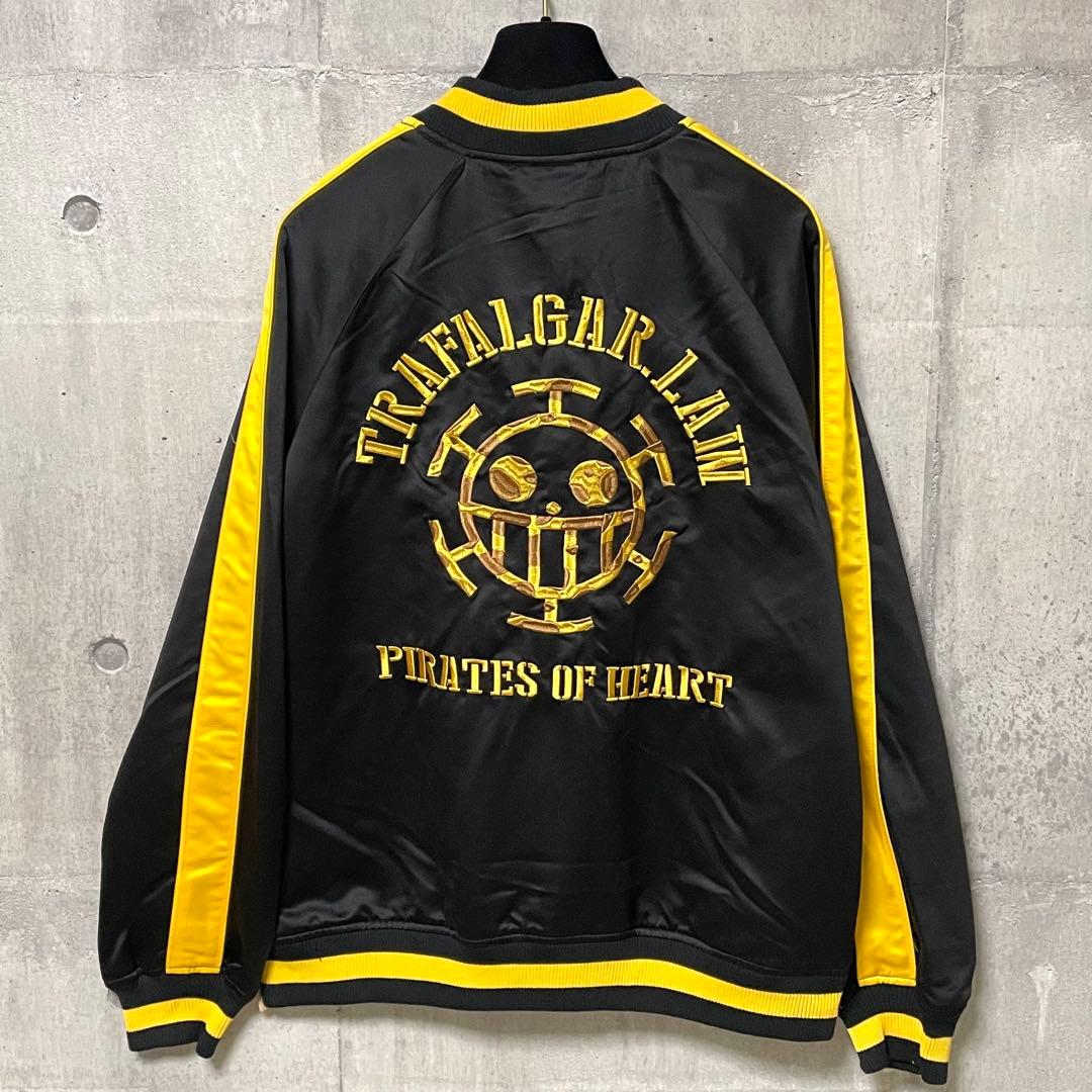 極美品 ワンピース スカジャン トラファルガー•ロー 刺繍 サイドライン 黒 黄