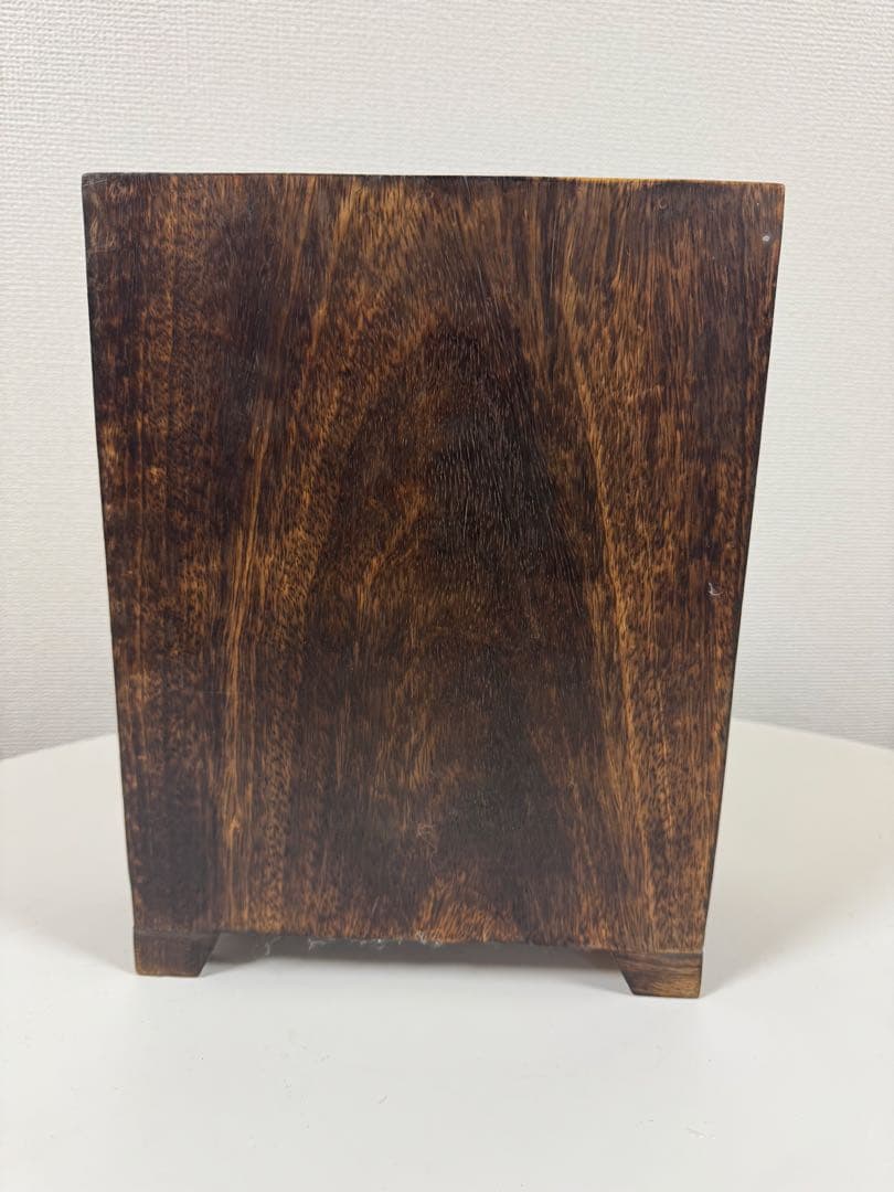 アンティーク小物入れ　木枠に陶器の引き出し