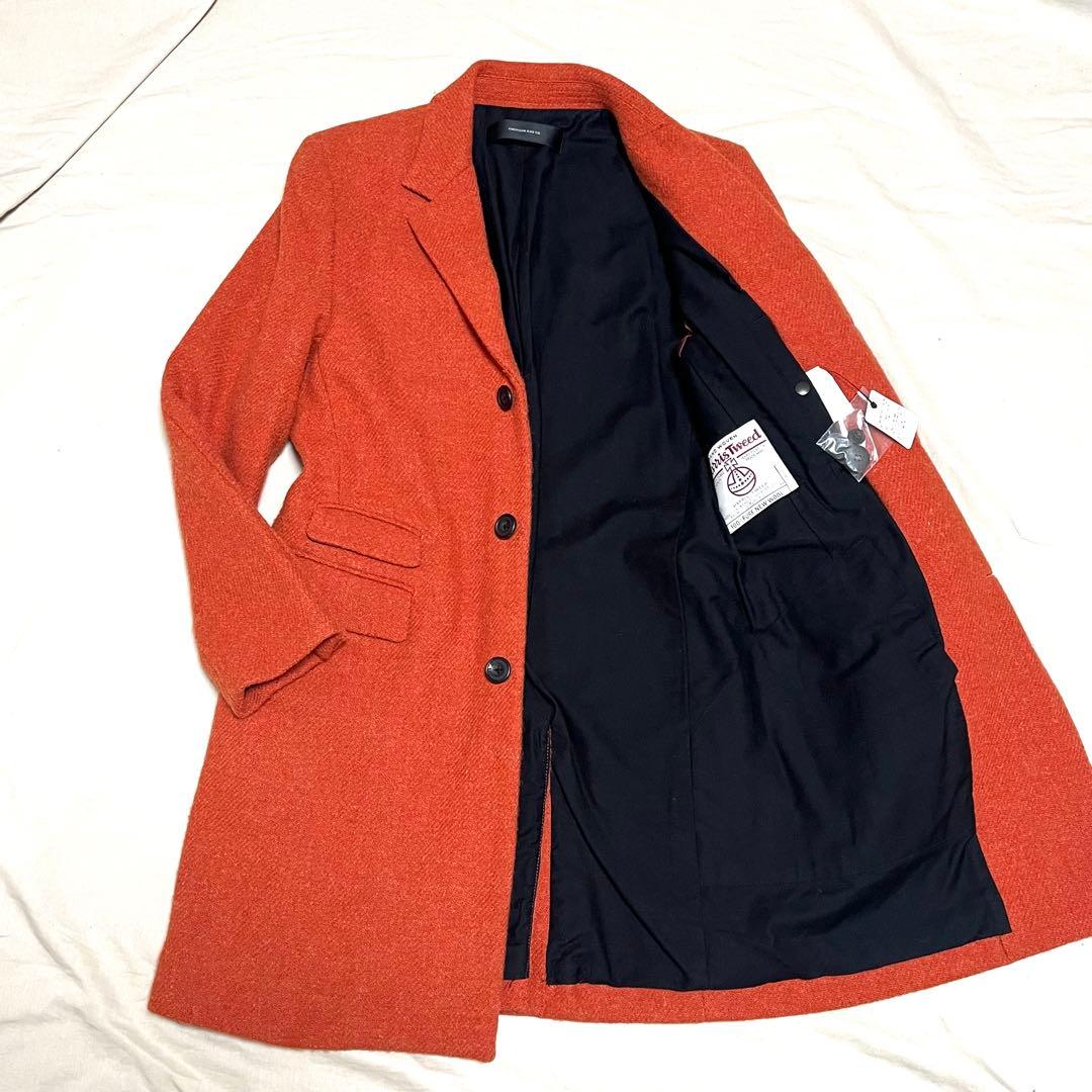 【新品 希少色】ハリスツイード　ロングチェスターコート　ウール100%　S