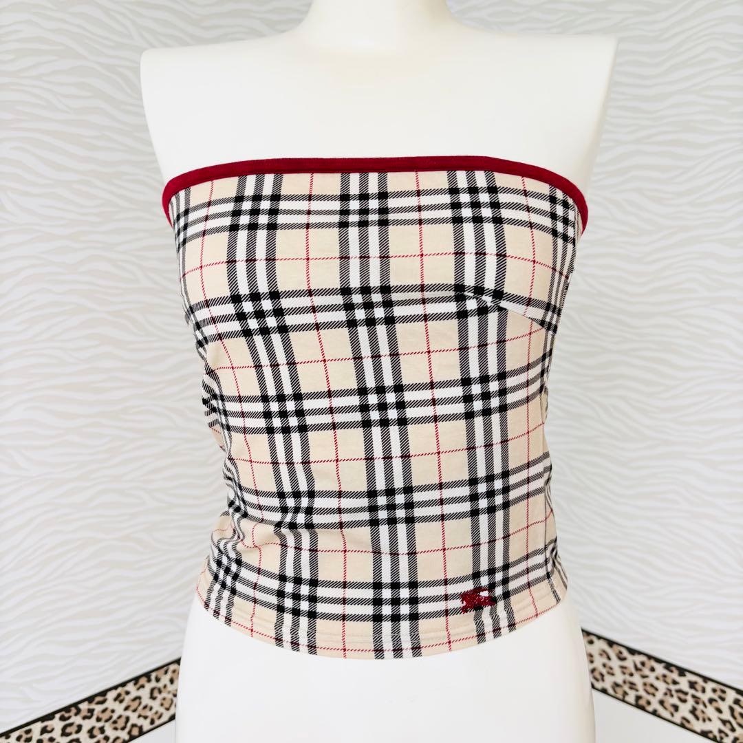 バーバリーブルーレーベル ノバチェック ベアトップ　チューブトップ キャミソール