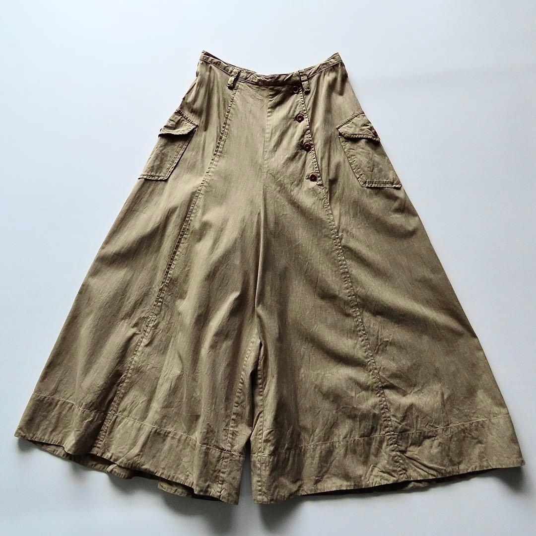 45R 撚り杢ミリタリー平キュロット 2 ワイドパンツ 45rpm