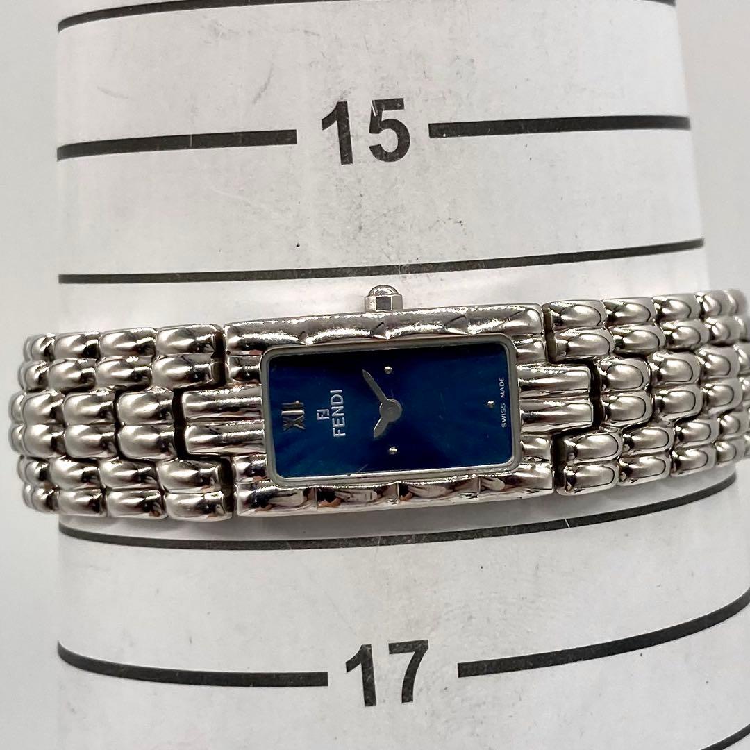 【稼動】 フェンディ 腕時計 オロロジ 660L QZ スクエア ブルー文字盤