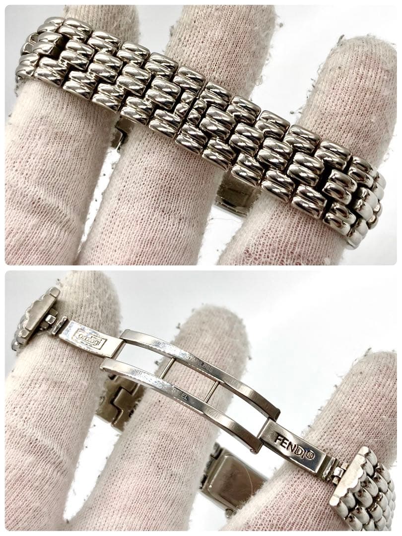 【稼動】 フェンディ 腕時計 オロロジ 660L QZ スクエア ブルー文字盤