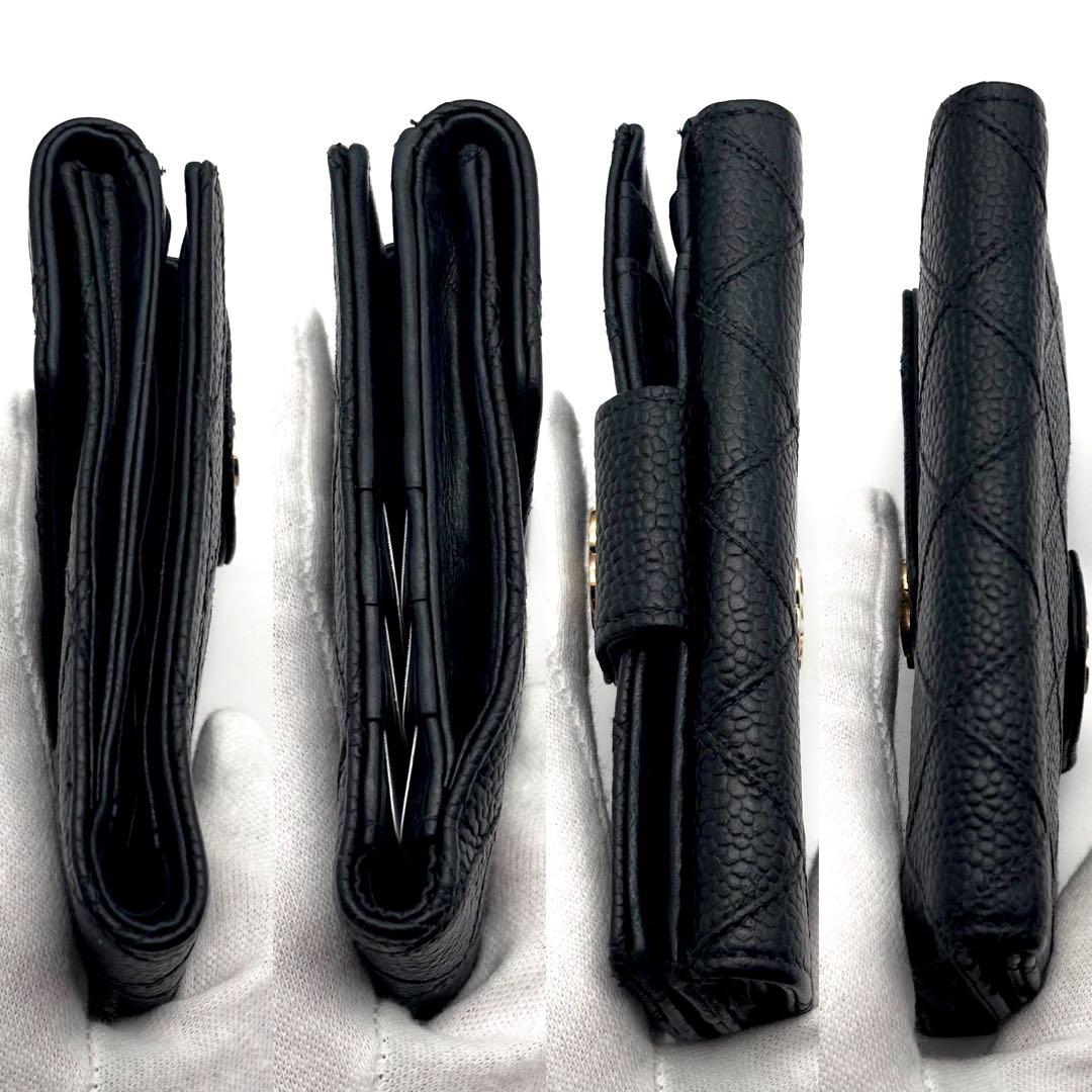 【極美品✨】シャネル 財布 ビコローレ キャビア Wホック 二つ折