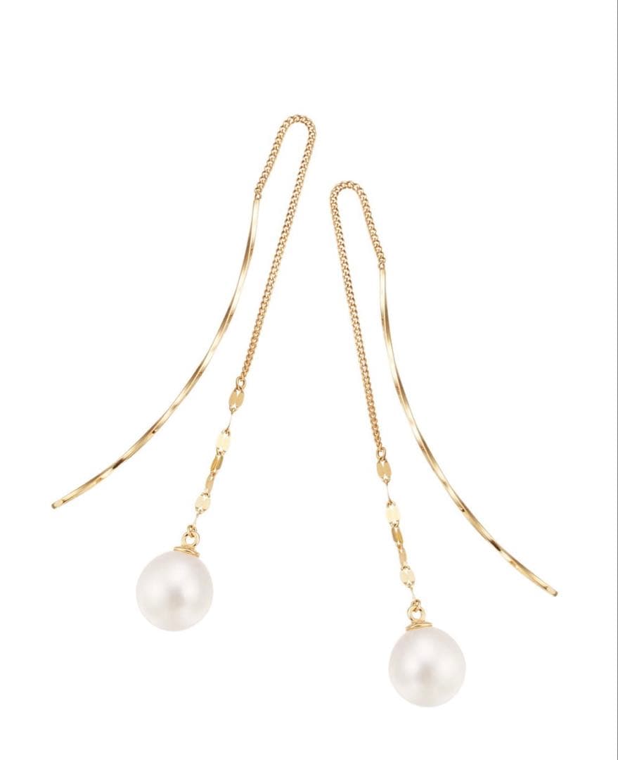 K10イエローゴールド淡水パールピアス（7.5mm)