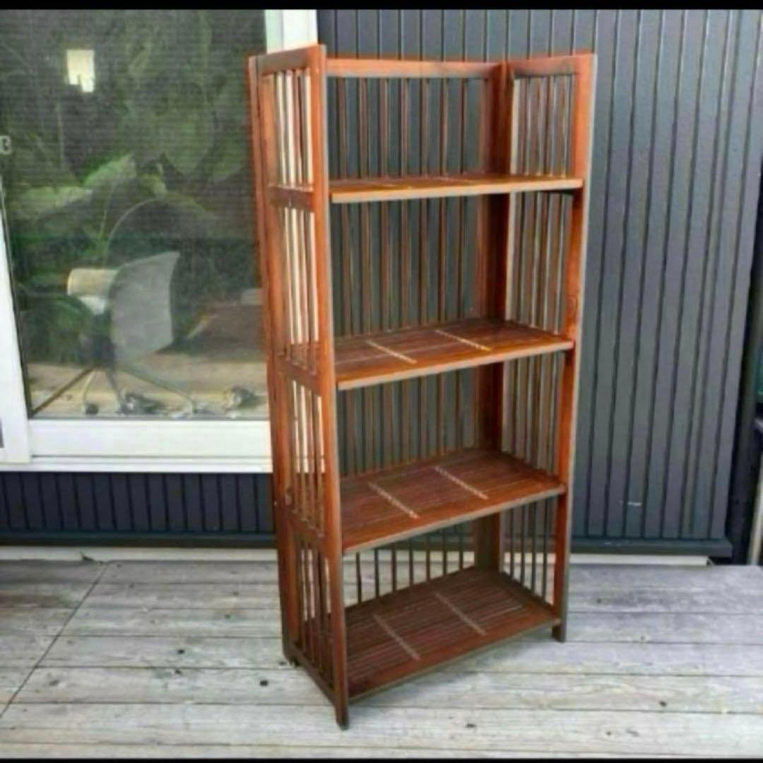 昭和レトロ 木製フレーム 4段折りたたみラック 飾り棚 花台 プランターラック