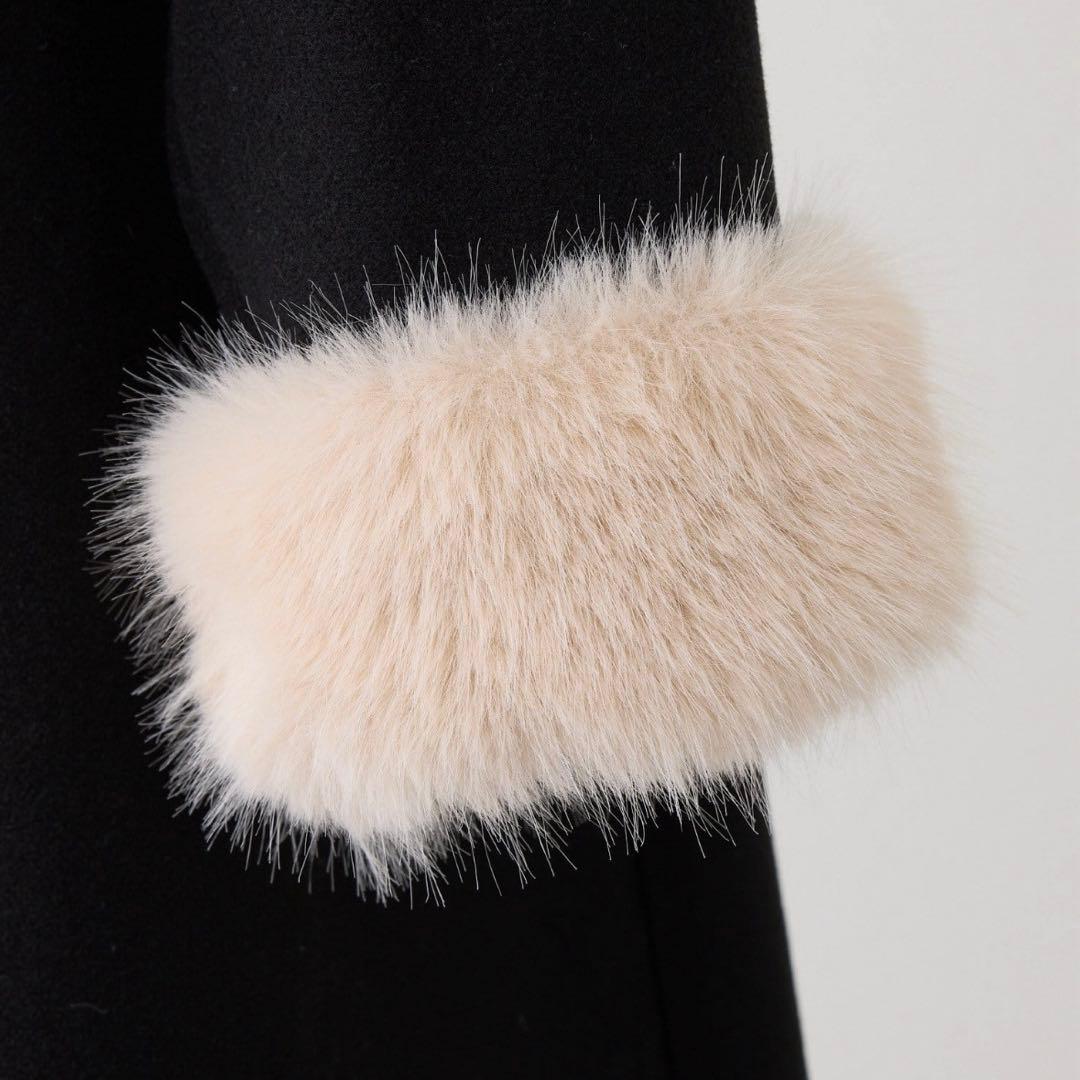 NICE CLAUP ナイスクラップ ファー付きダブルブレストロングコート