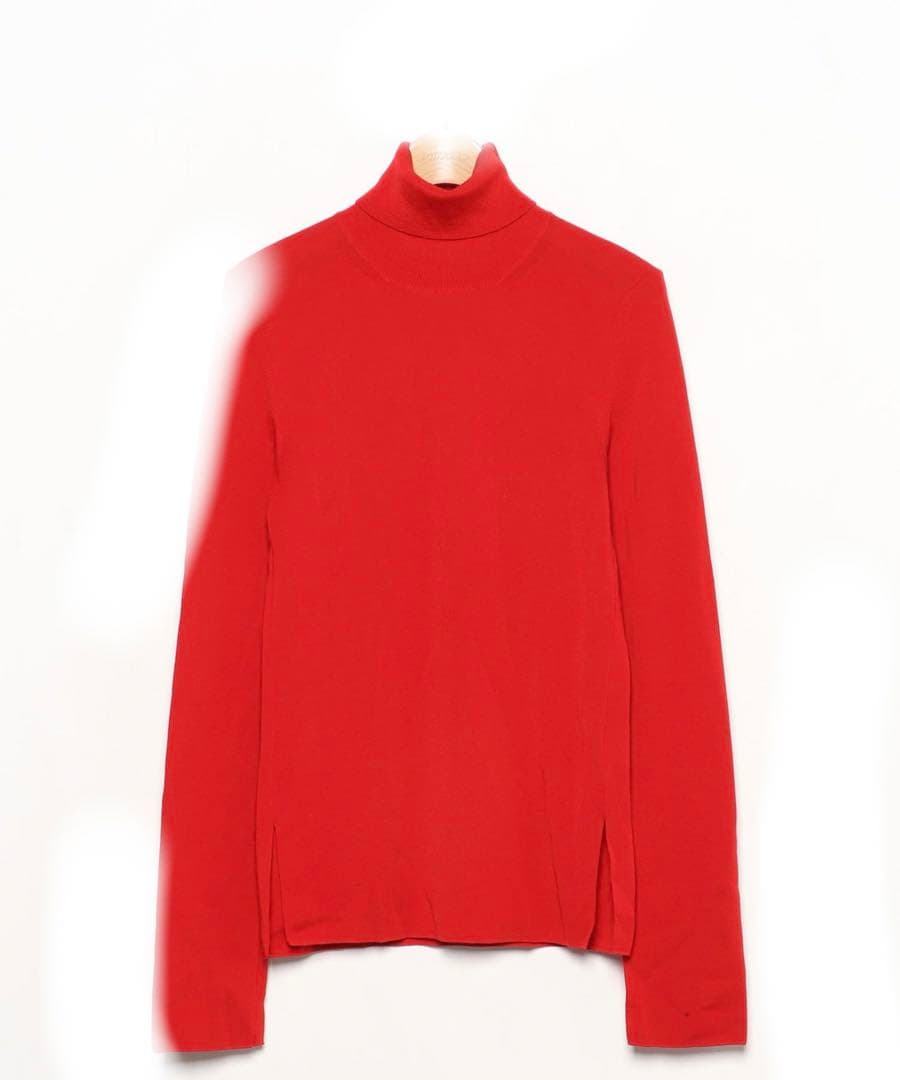 タートルネック　deuxieme 赤　ニット　長袖　ウール　スリット